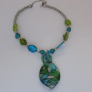 Fused glass pendant choker "Costume Jewelry"